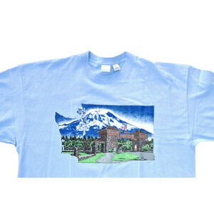 M.J. Soffe Fort Lewis Graphic Short Sleeve T-Shirt Men's Sz 2XL Blue 100% Cotton
